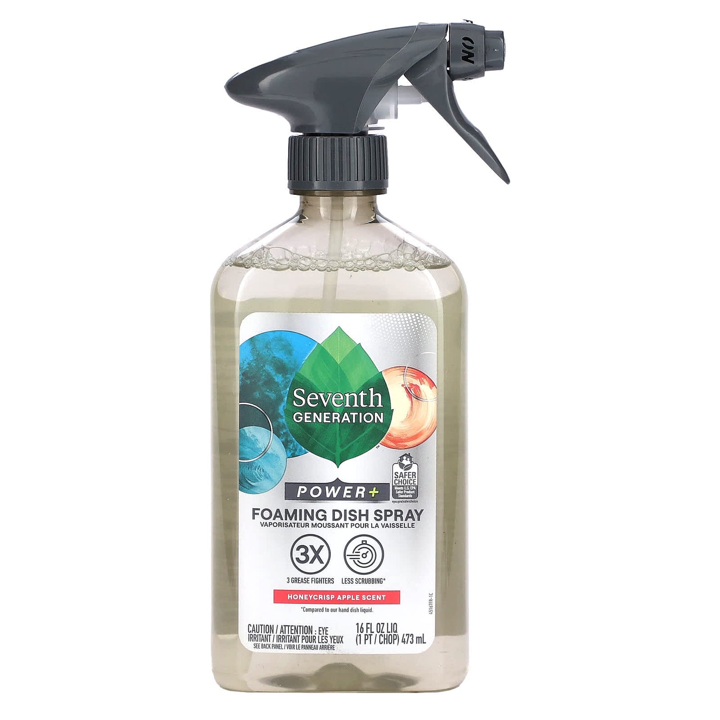 Seventh Generation, Power+ Foaming Dish Spray, Honeycrisp Apple, 16 fl oz (473 ml) - Image 1