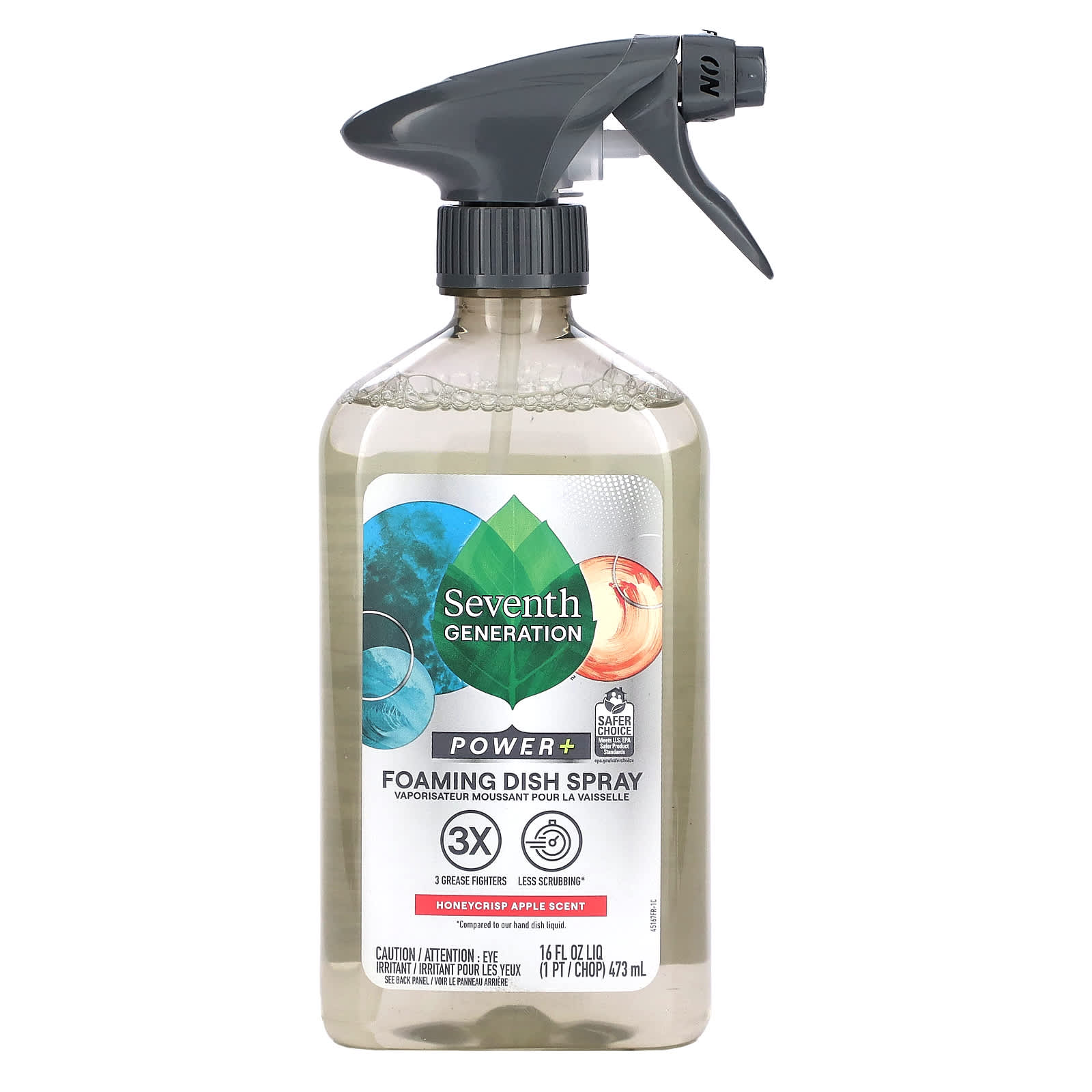 Seventh Generation, Power+ Foaming Dish Spray, Honeycrisp Apple, 16 fl oz (473 ml) - Image 1