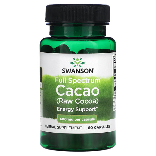 Swanson, Full Spectrum Cacao (Raw Cocoa), 400 mg , 60 Capsules - Image 1