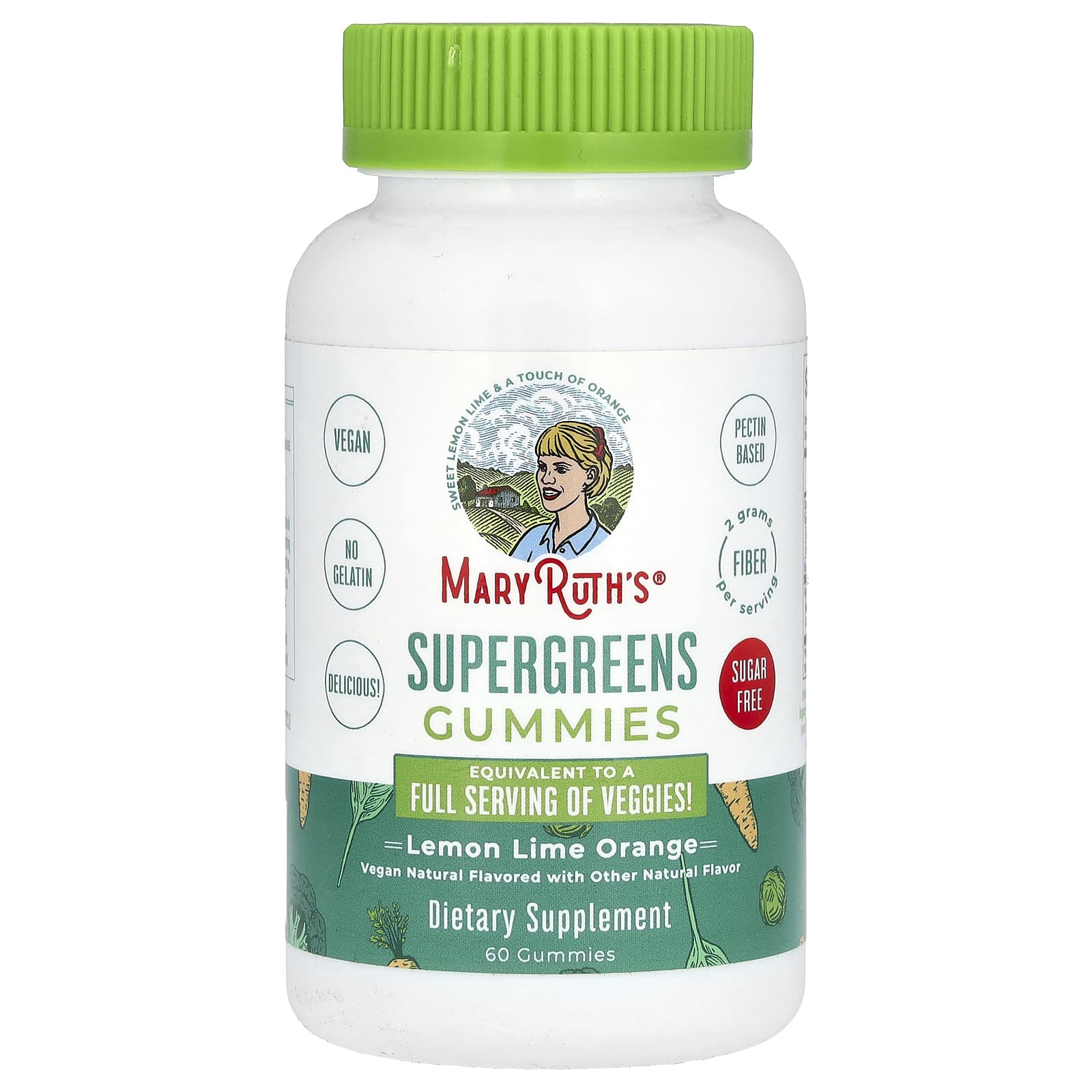MaryRuth's, Supergreens Gummies, Sugar Free, Lemon Lime Orange, 60 Gummies - Image 1