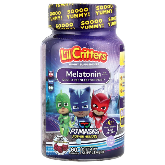 L'il Critters, PJ Masks Power Heroes, Melatonin Gummies, For Ages 4+, Yummy Berry, 60 Gummies (0.5 mg per Gummy) - Image 1