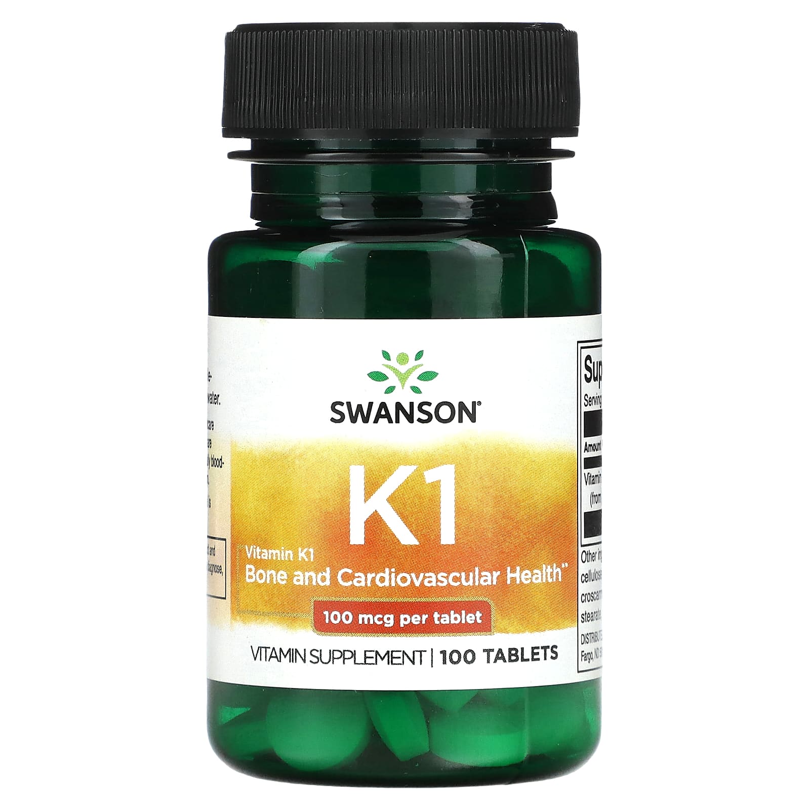 Swanson, Vitamin K1, 100 mcg, 100 Tablets - Image 1