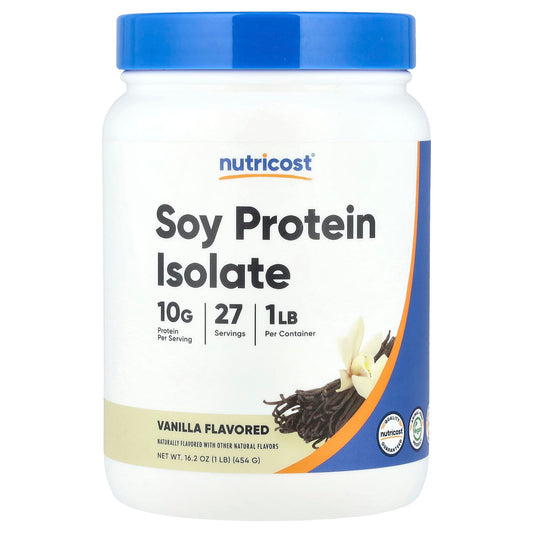 Nutricost, Soy Protein Isolate, Vanilla, 1 lb (454 g) - Image 1