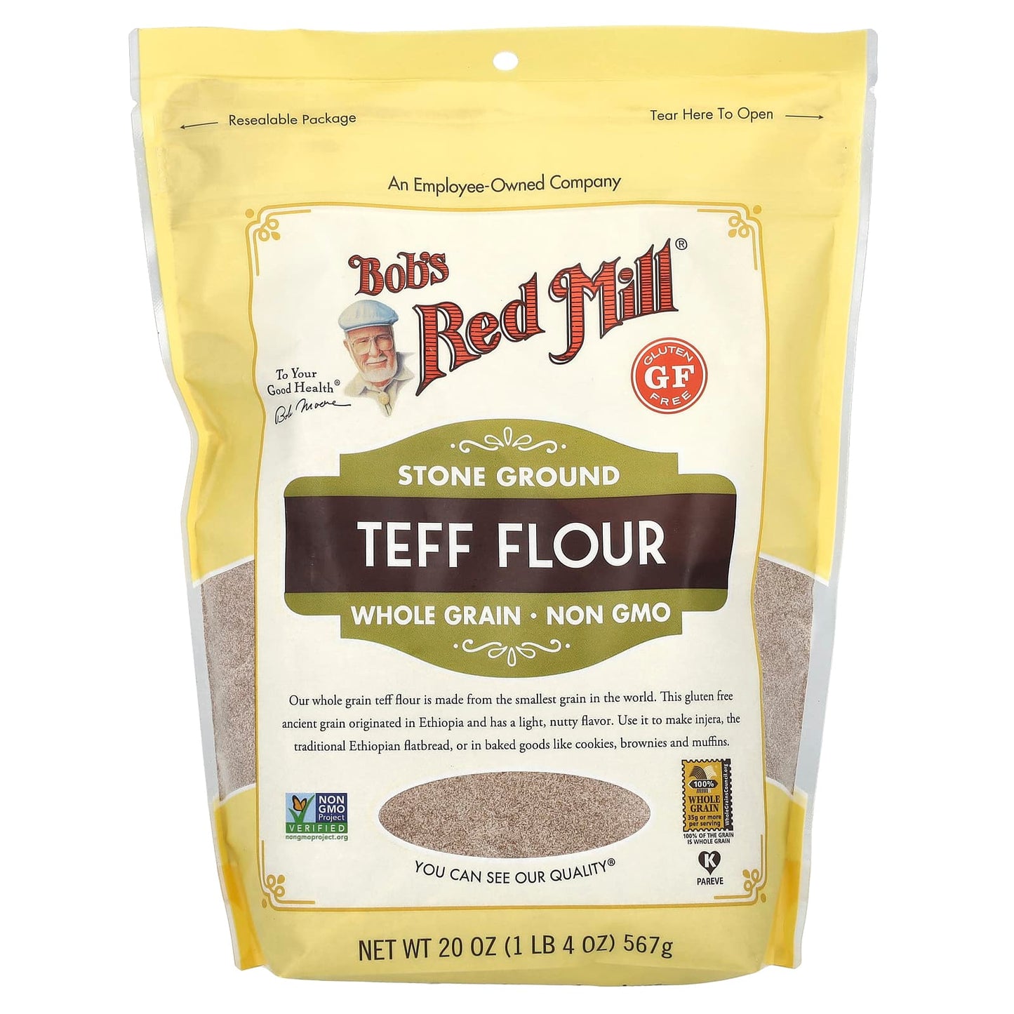 Teff Flour by Bob's Red Mill - Whole Grain, Gluten Free, 20 oz - Image 1