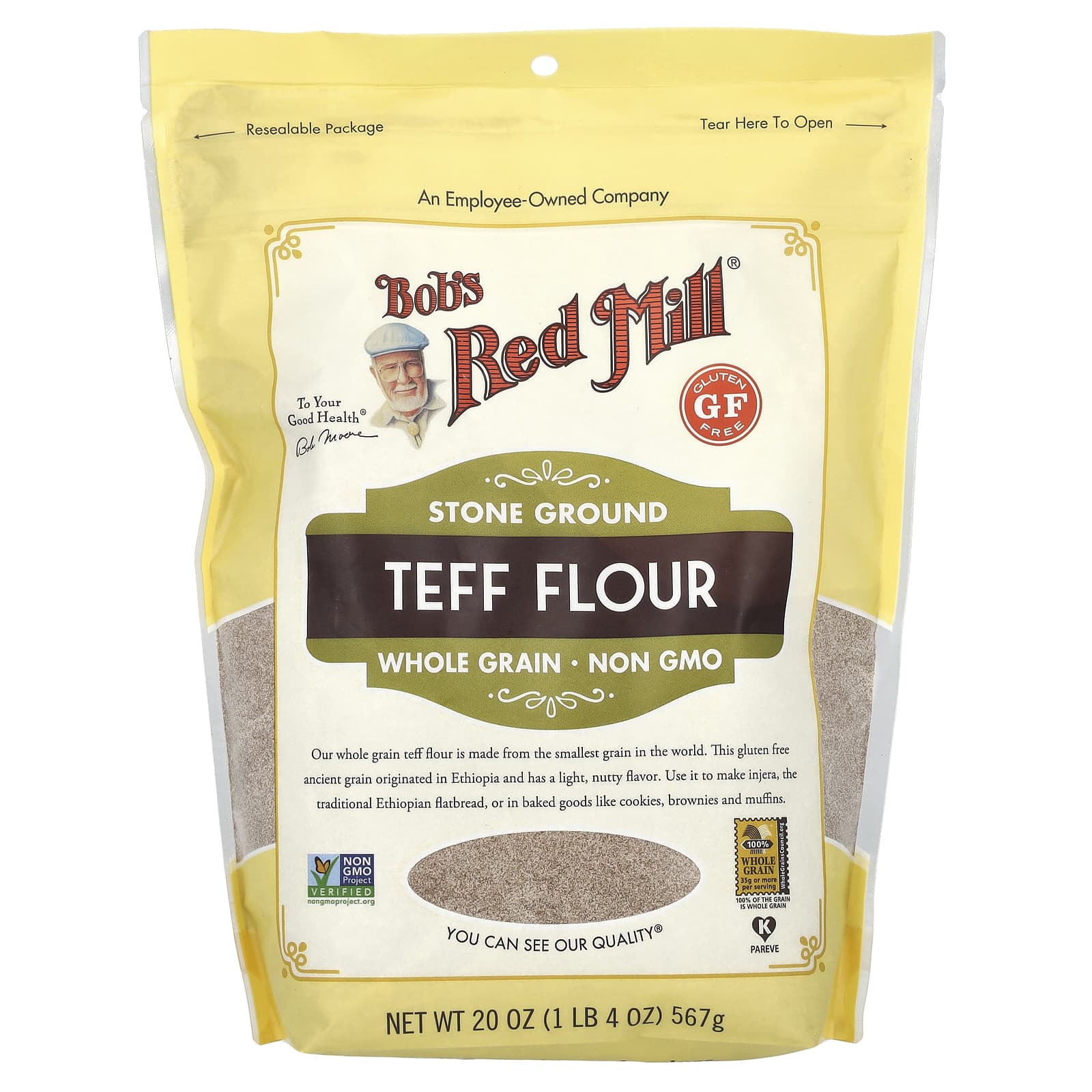 Teff Flour by Bob's Red Mill - Whole Grain, Gluten Free, 20 oz - Image 1