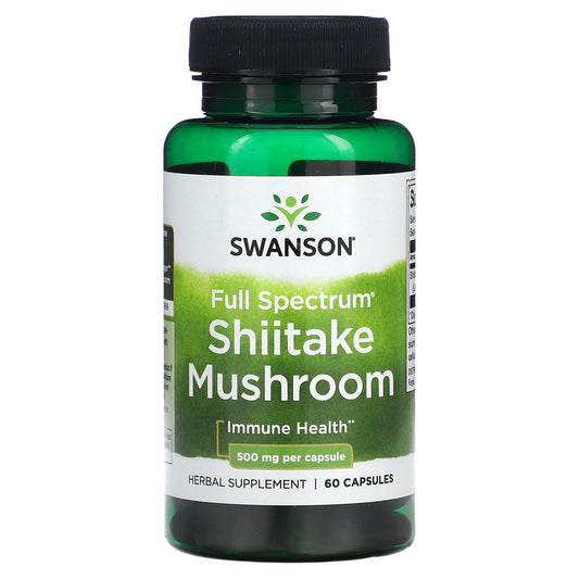 Swanson, Full Spectrum Shiitake Mushroom, 500 mg, 60 Capsules - Image 1