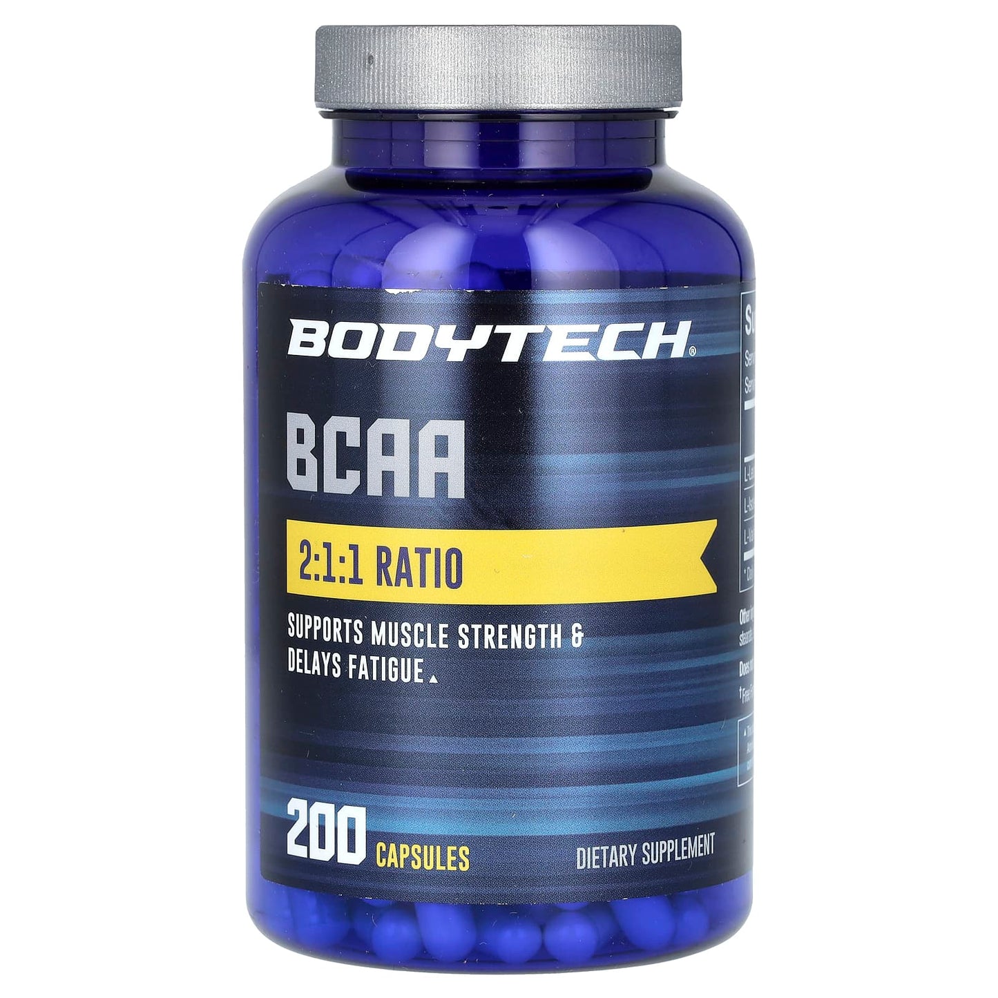 BodyTech BCAA Supplement, 200 Capsules for Muscle Strength & Recovery - Image 1