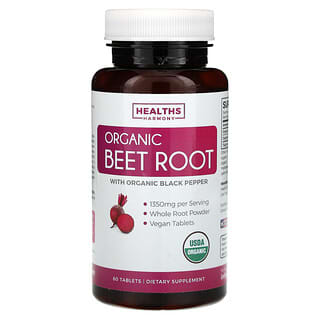 Boost Energy & Stamina with Organic Beet Root by Healths Harmony, 60 Tablets