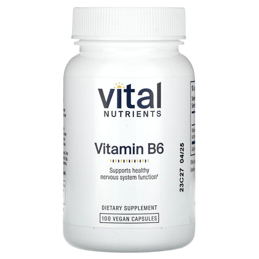 Vital Nutrients, Vitamin B6, 100 Vegan Capsules (100 mg per Capsule) - Image 1