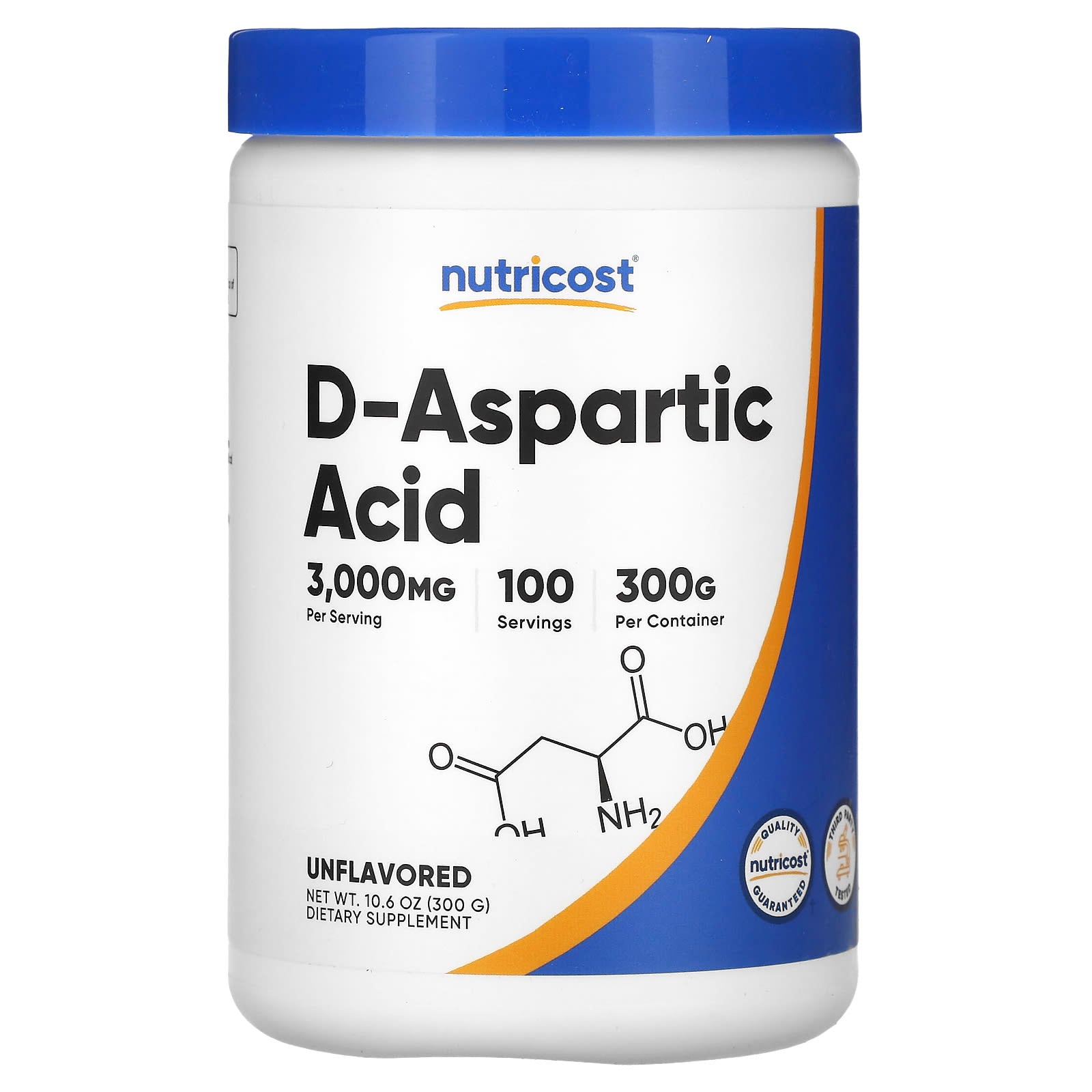 Nutricost, D-Aspartic Acid, Unflavored, 10.6 oz (300 g) - Image 1