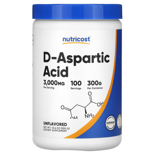 Nutricost, D-Aspartic Acid, Unflavored, 10.6 oz (300 g) - Image 1
