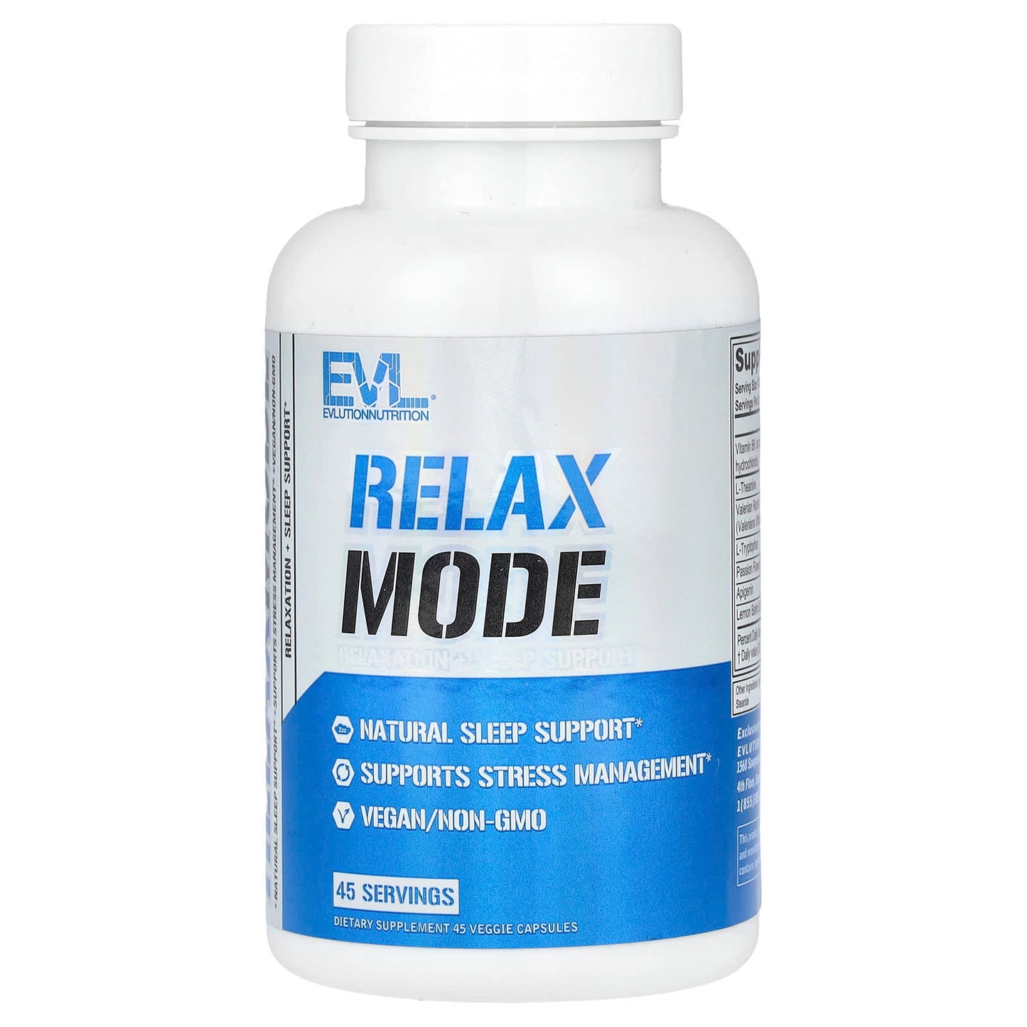 EVLution RelaxMode Natural Sleep Support - 45 Veggie Capsules - Image 1