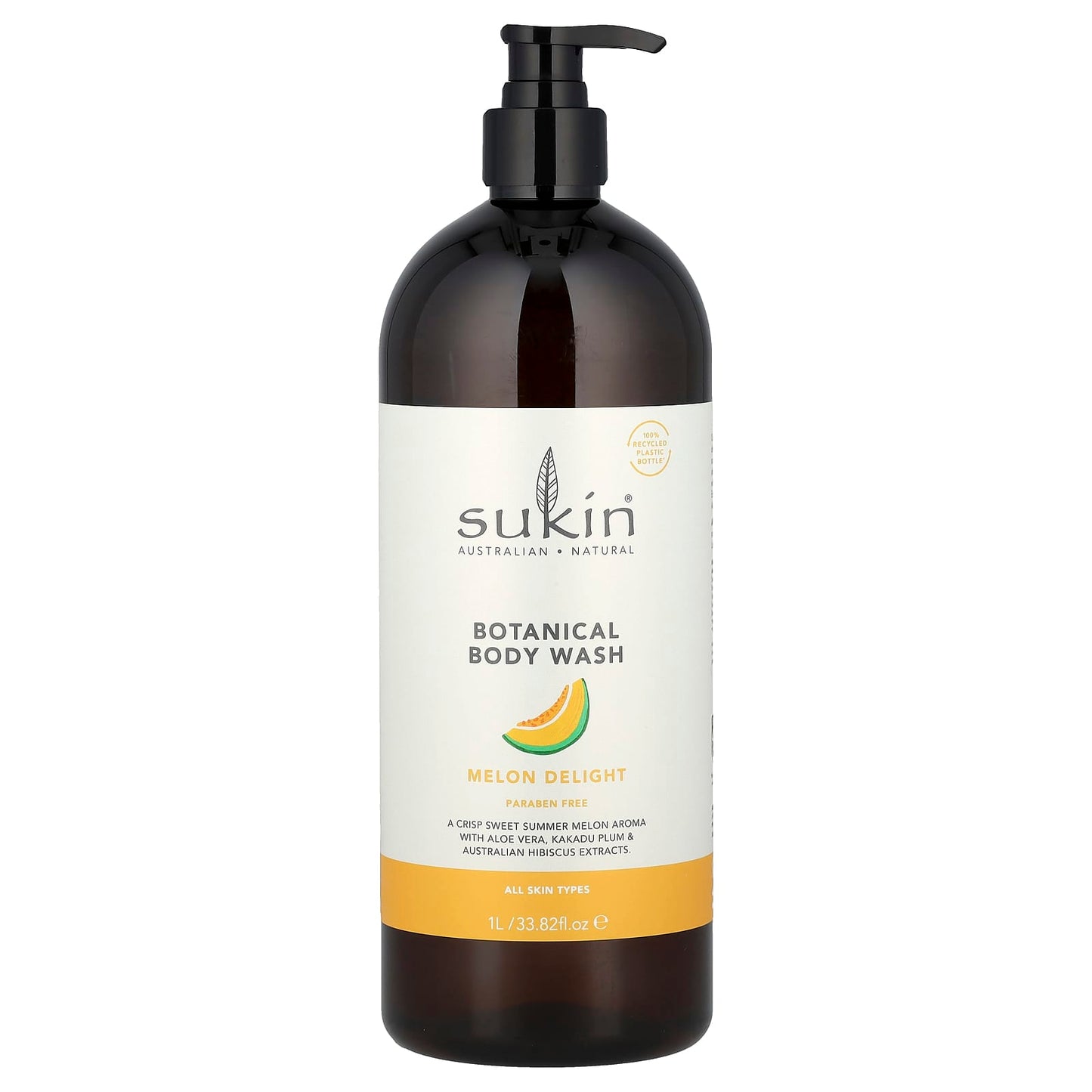 Sukin, Botanical Body Wash, All Skin Types, Melon Delight, 33.82 fl oz (1 l) - Image 1