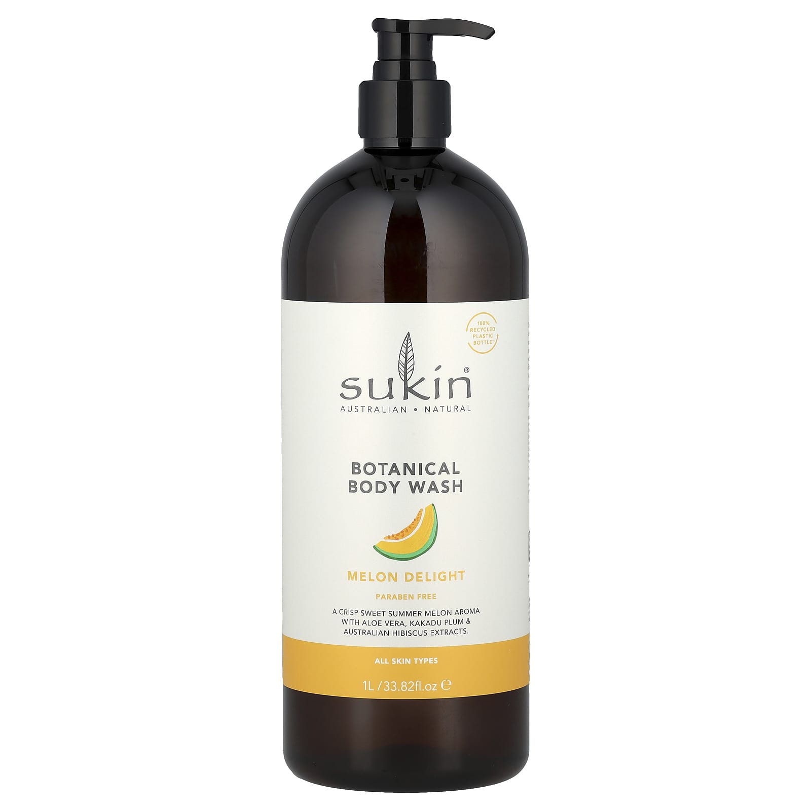 Sukin, Botanical Body Wash, All Skin Types, Melon Delight, 33.82 fl oz (1 l) - Image 1