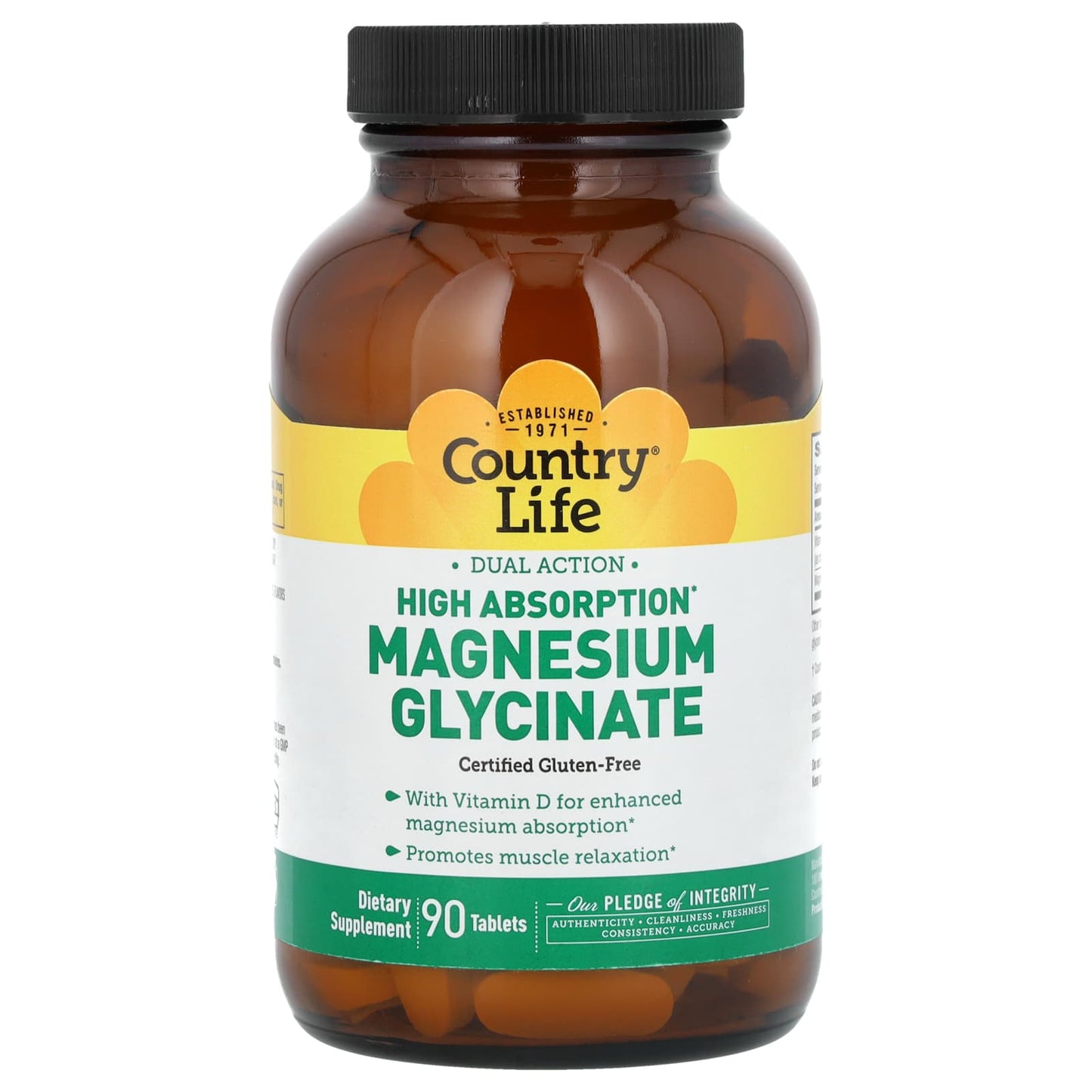 Country Life Dual Action Magnesium Glycinate Tablets - 90 Count - Image 1