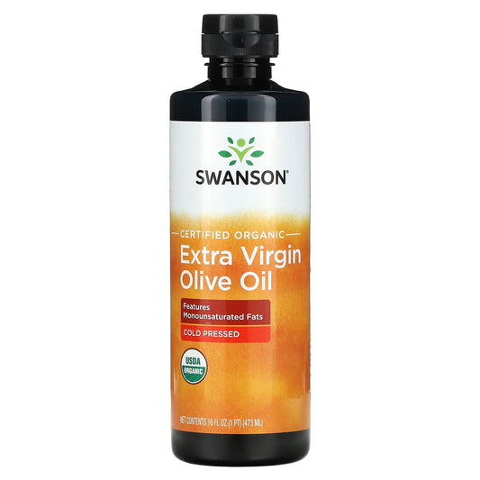 Swanson, Certified Organic Extra Virgin Olive Oil, 16 fl oz (473 ml) - Image 1
