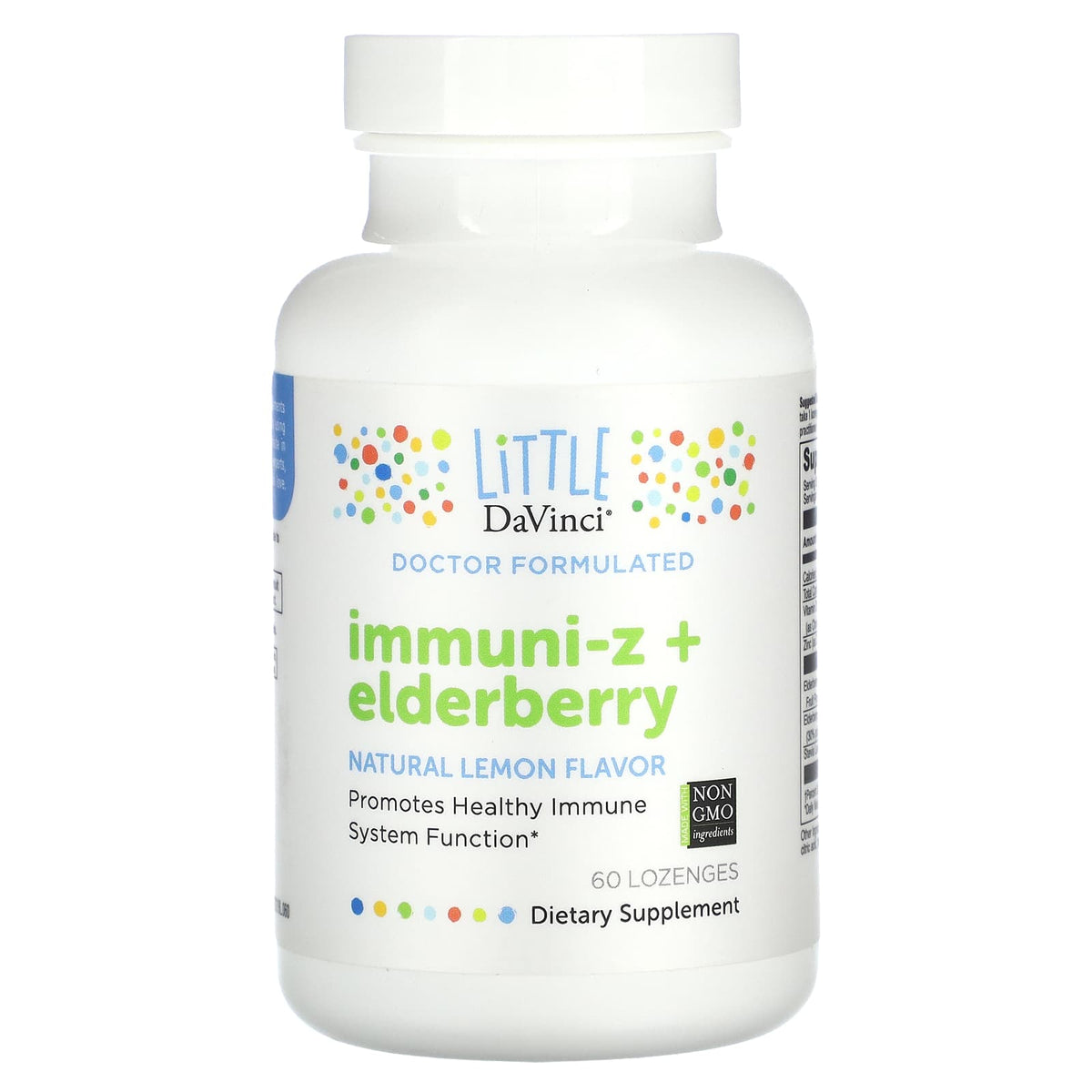 Little DaVinci, Immuni-Z + Elderberry, Natural Lemon, 60 Lozenges - Image 1