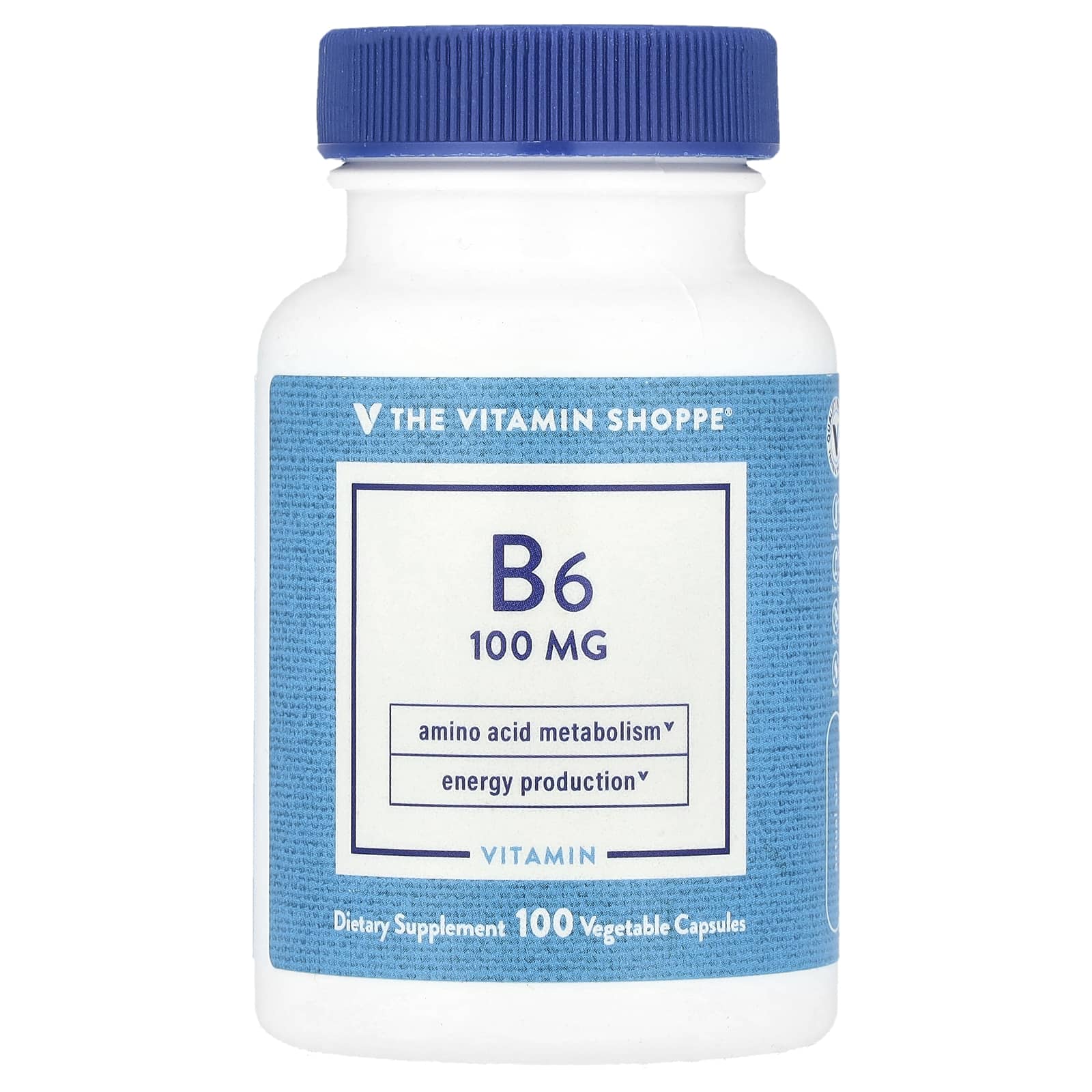 The Vitamin Shoppe, Vitamin B6 , 100 mg, 100 Vegetable Capsules - Image 1