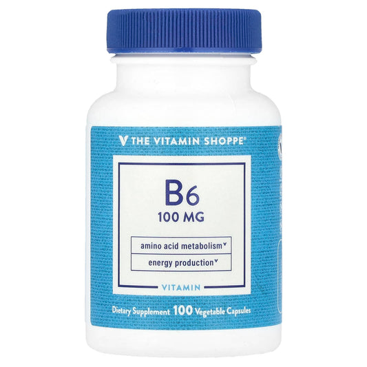 The Vitamin Shoppe, Vitamin B6 , 100 mg, 100 Vegetable Capsules - Image 1