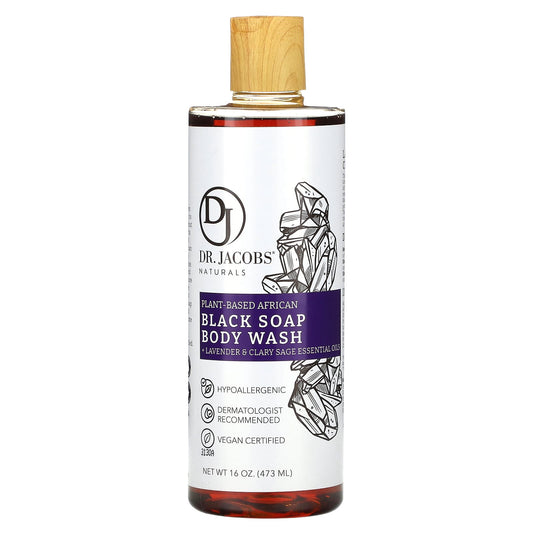Plant-Based African Black Soap Body Wash with Lavender & Clary Sage - 16 oz - Image 1