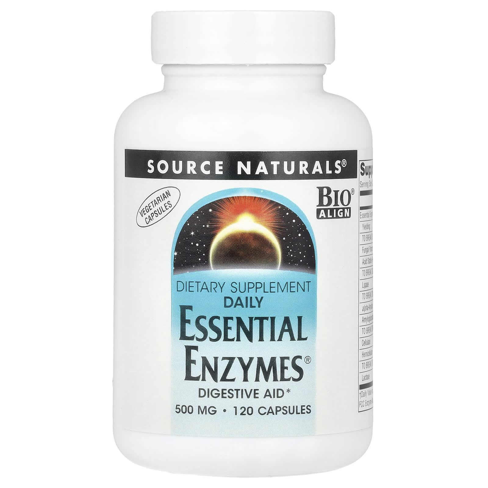 Source Naturals, Daily Essential Enzymes®, 500 mg, 120 Vegetarian Capsules - Image 1