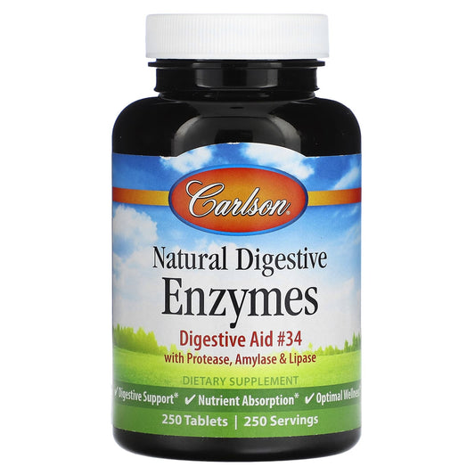 Optimize Digestion with Carlson Natural Digestive Enzymes, 250 Tablets - Image 1