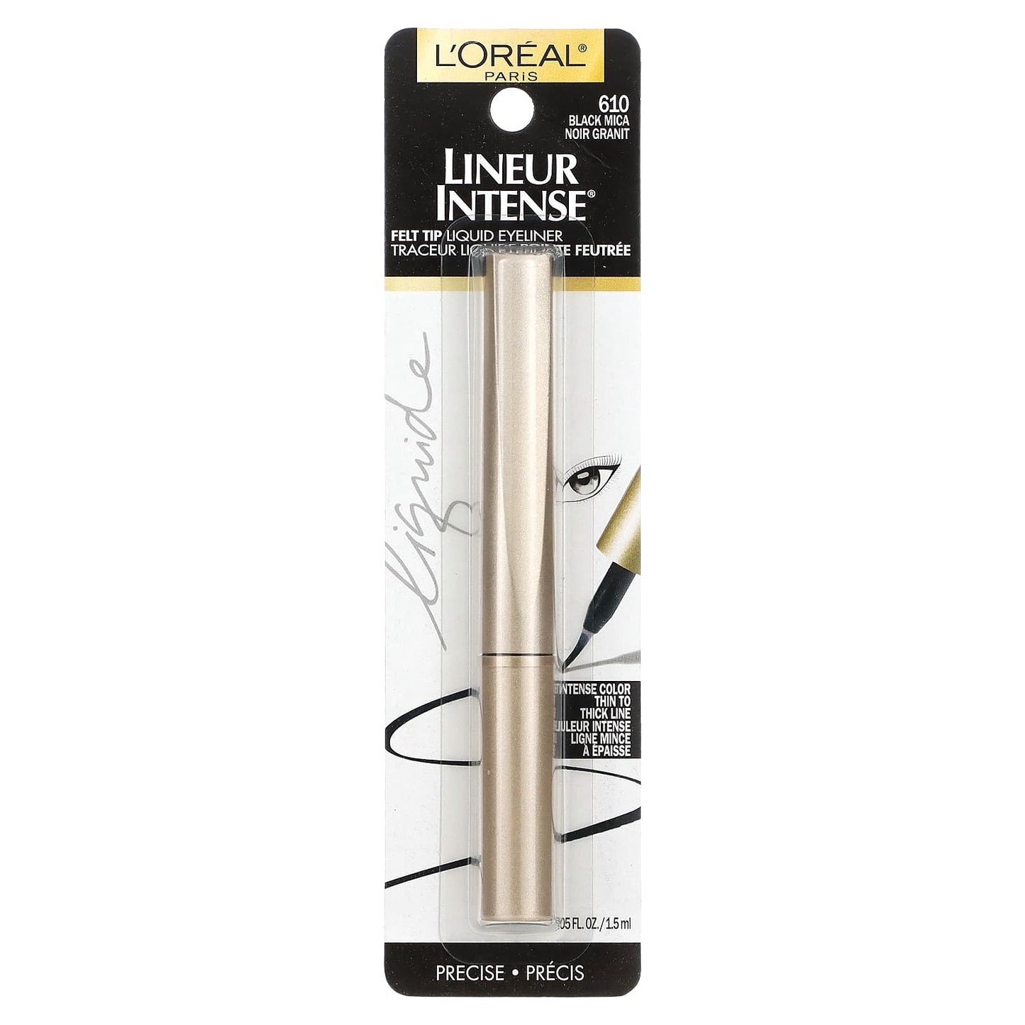 L'Oréal, Lineur Intense, Felt Tip Liquid Eyeliner, 610 Black Mica, 0.05 fl oz (1.5 ml) - Image 2