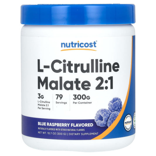 Nutricost, L-Citrulline Malate 2:1, Blue Raspberry, 10.7 oz (300 g) - Image 1