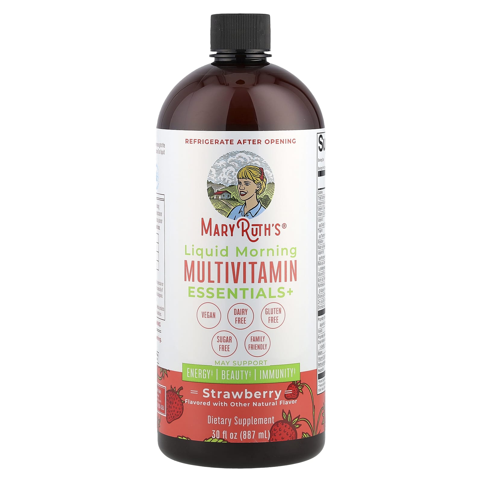 MaryRuth's, Liquid Morning Multivitamin Essentials+, Strawberry, 30 fl oz (887 ml) - Image 1