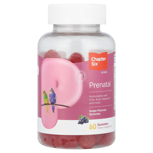 Chapter Six Prenatal Gummies, Grape, 60ct - Nutrient-Rich Multivitamin for Mom & Baby - Image 1