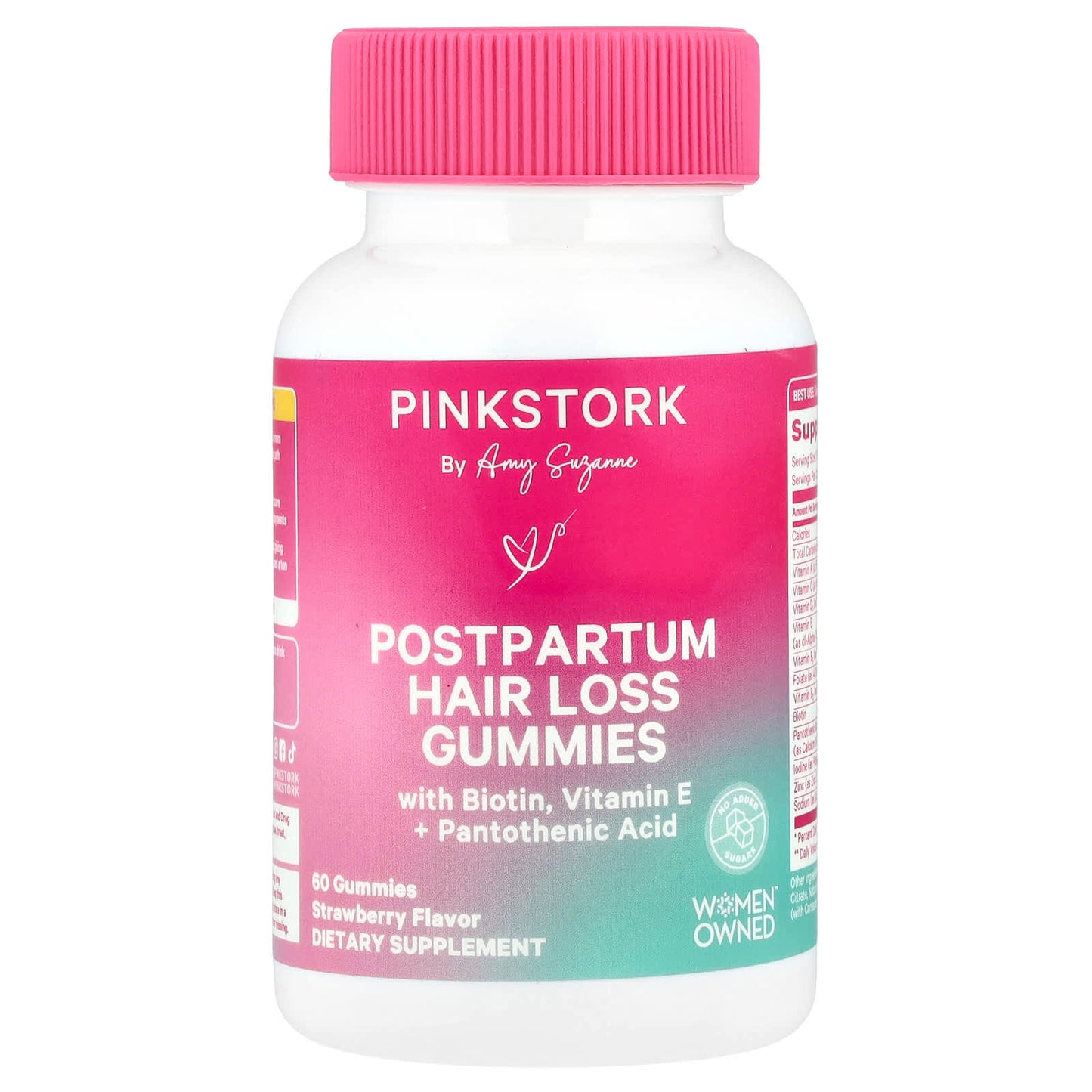 Pink Stork, Postpartum Hair Loss Gummies, Strawberry, 60 Gummies - Image 1