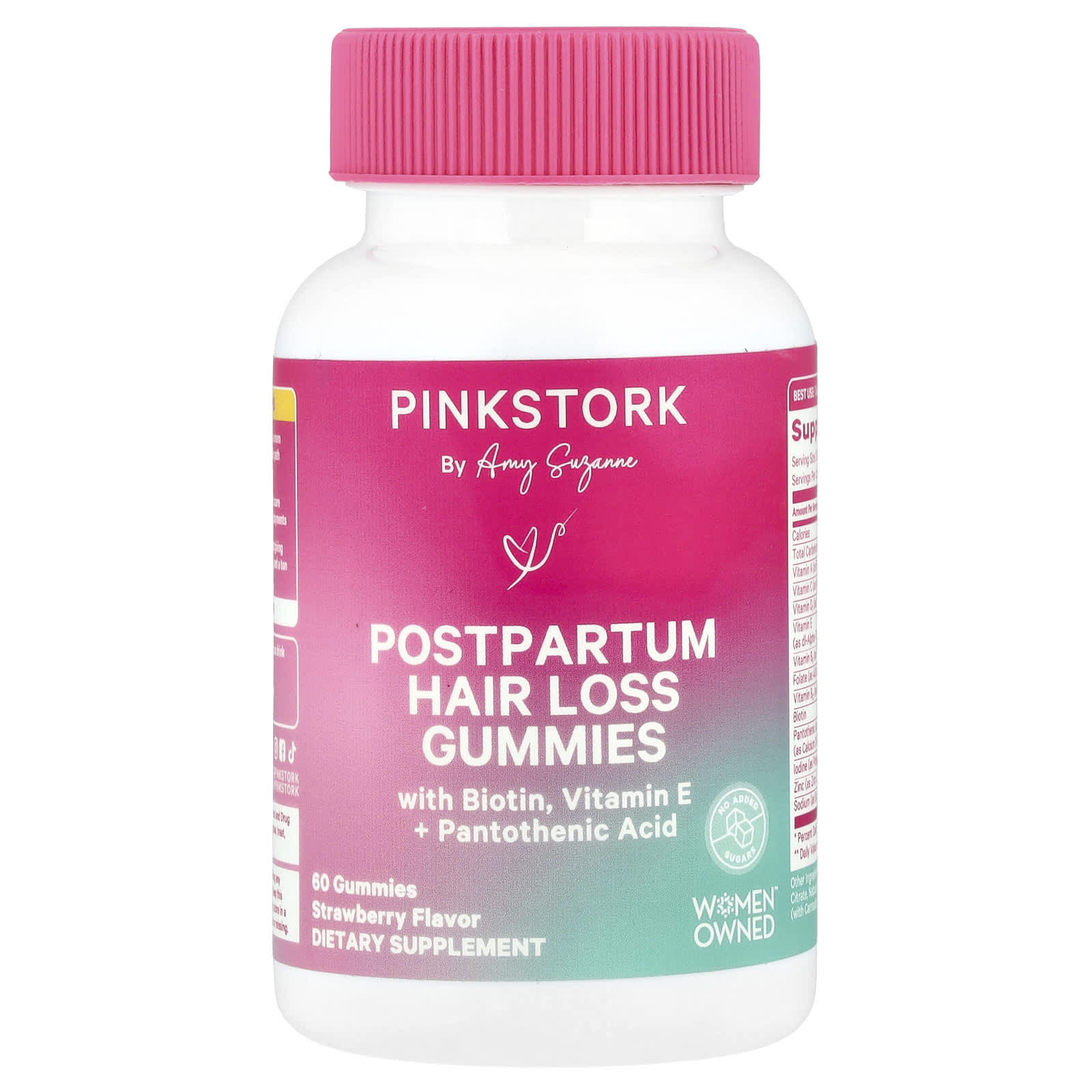 Pink Stork, Postpartum Hair Loss Gummies, Strawberry, 60 Gummies - Image 1