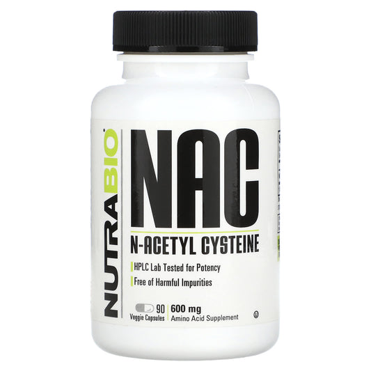 NutraBio, NAC, 600 mg, 90 Veggie Capsules - Image 1