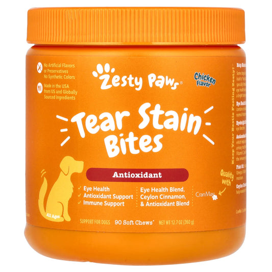 Zesty Paws, Tear Stain Bites, For Dogs, All Ages, Chicken, 90 Soft Chews, 12.7 oz (360 g) - Image 1