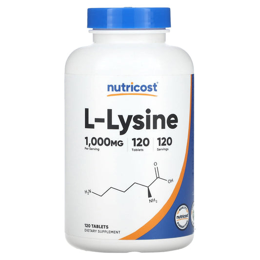 Nutricost, L-Lysine, 1,000 mg, 120 Tablets - Image 1