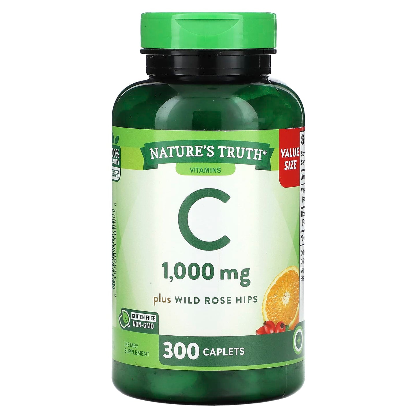 Nature's Truth, Vitamin C Plus Wild Rose Hips, 1,000 mg, 300 Caplets - Image 1