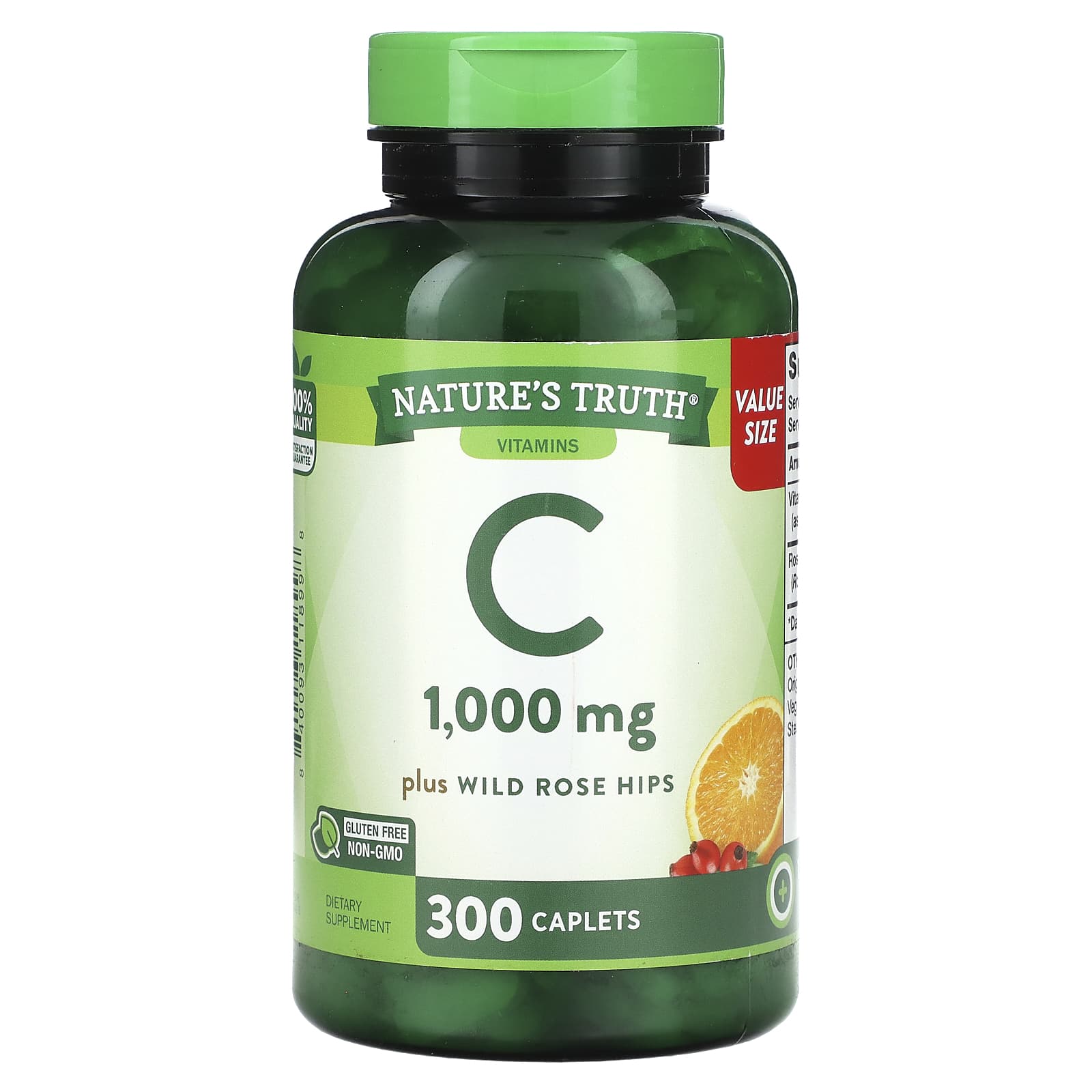 Nature's Truth, Vitamin C Plus Wild Rose Hips, 1,000 mg, 300 Caplets - Image 1