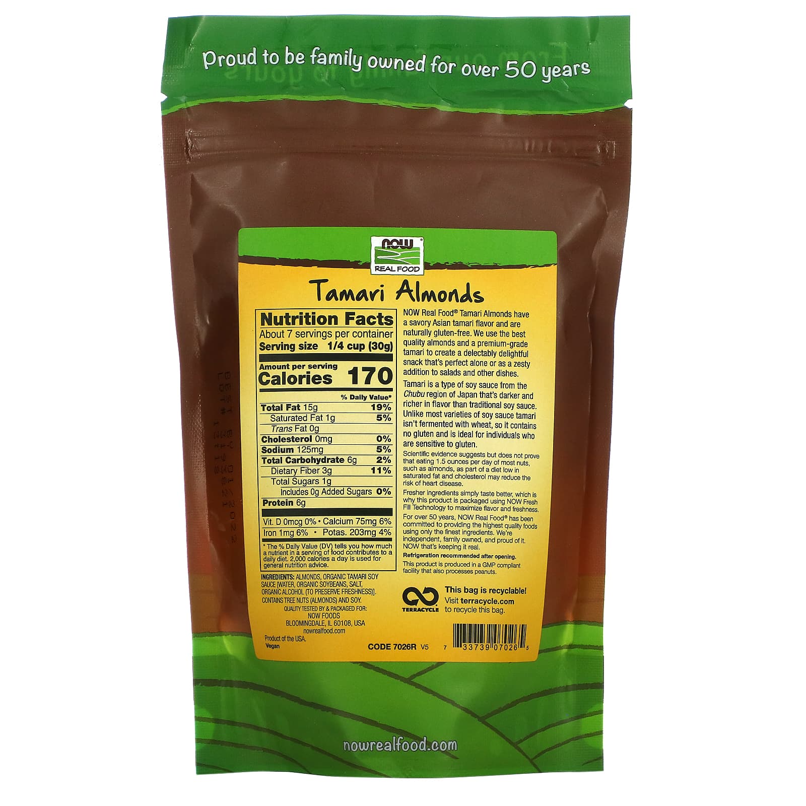 NOW Foods, Real Food, Tamari Almonds, 7 oz (198 g) - Image 2