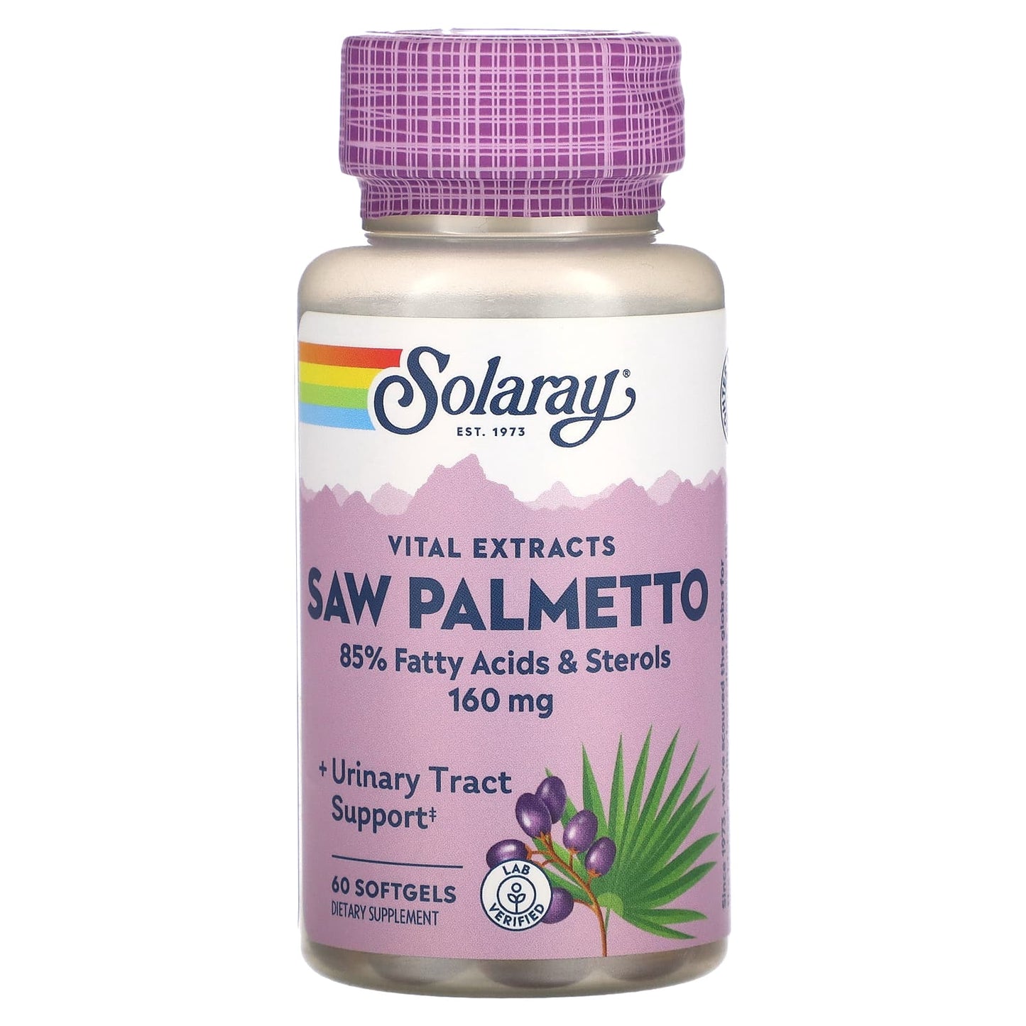 Solaray, Vital Extracts Saw Palmetto, 160 mg, 60 Softgels - Image 1