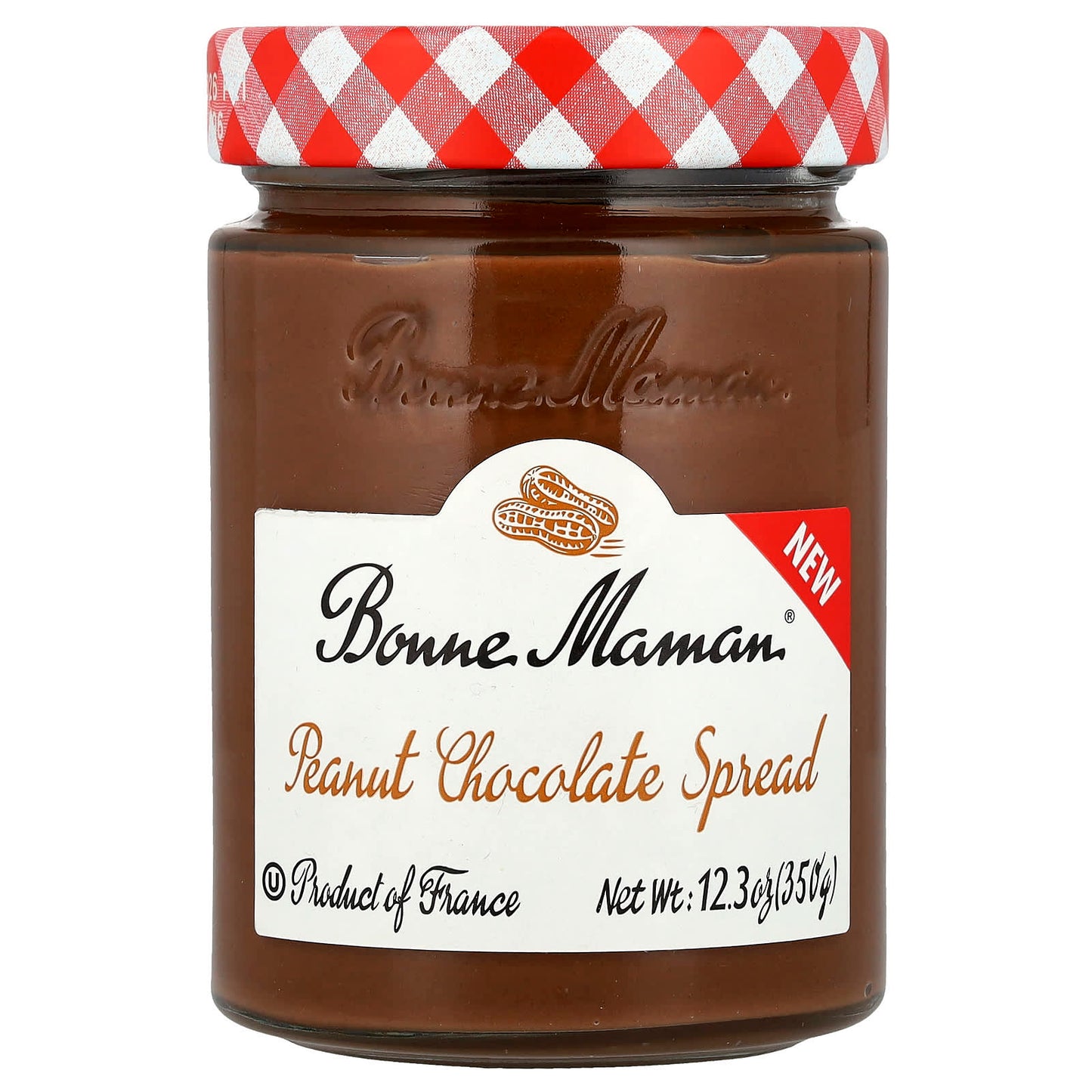 Delicious French Peanut Chocolate Spread by Bonne Maman, 12.3 oz (350g) - Image 1