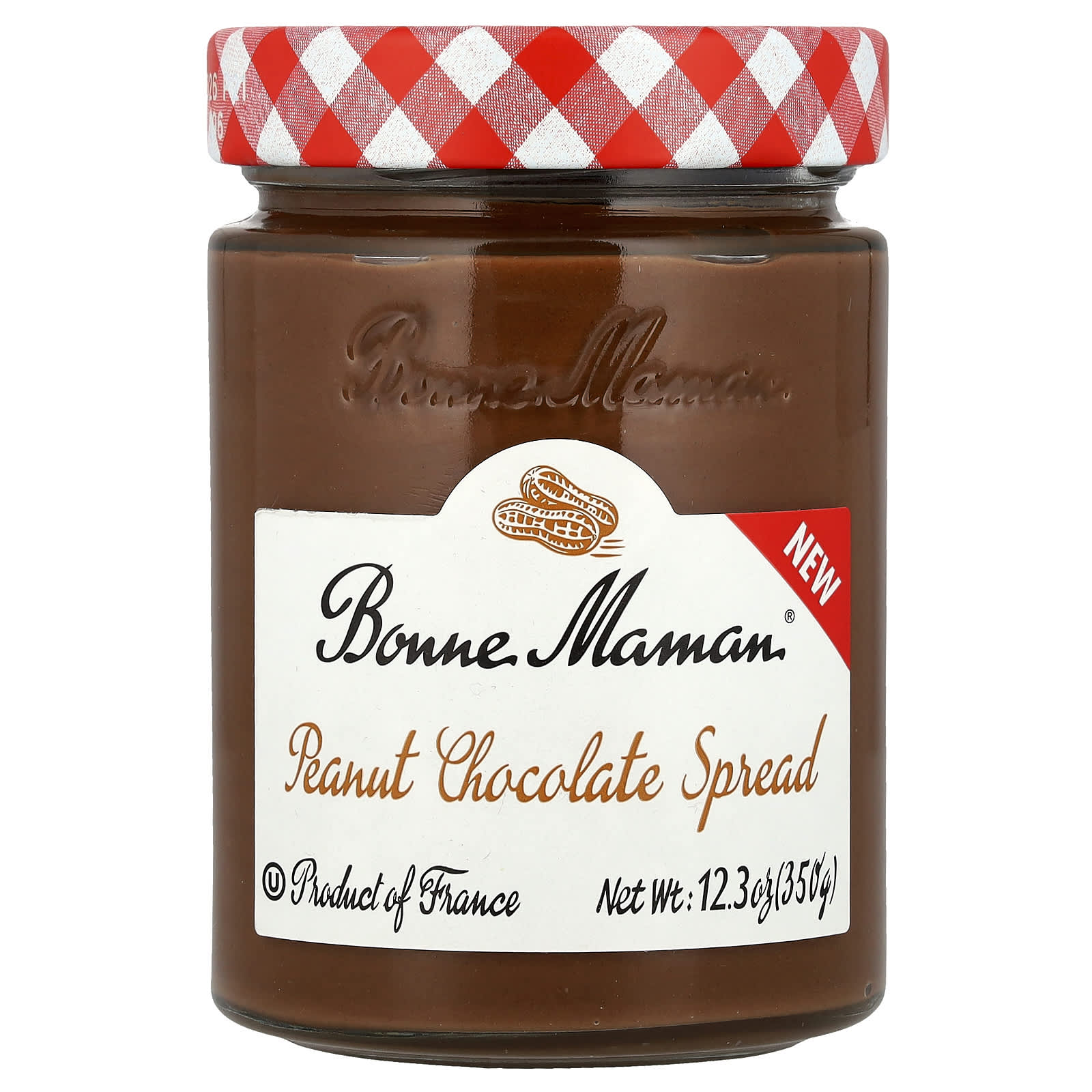 Delicious French Peanut Chocolate Spread by Bonne Maman, 12.3 oz (350g) - Image 1