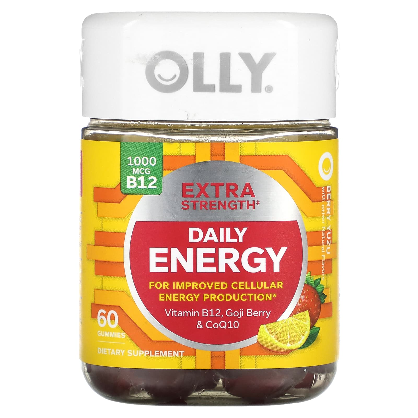 OLLY, Daily Energy, Extra Strength, Berry Yuzu, 60 Gummies - Image 1