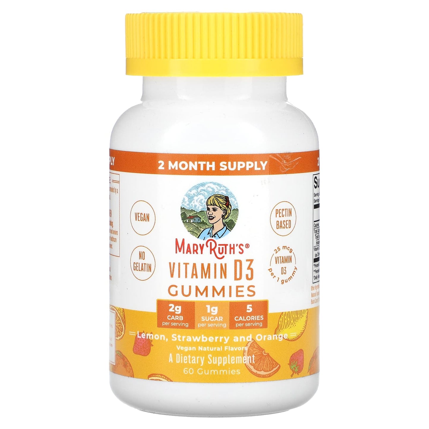 MaryRuth's, Vitamin D3 Gummies, Lemon, Strawberry and Orange, 25 mcg, 60 Gummies - Image 1