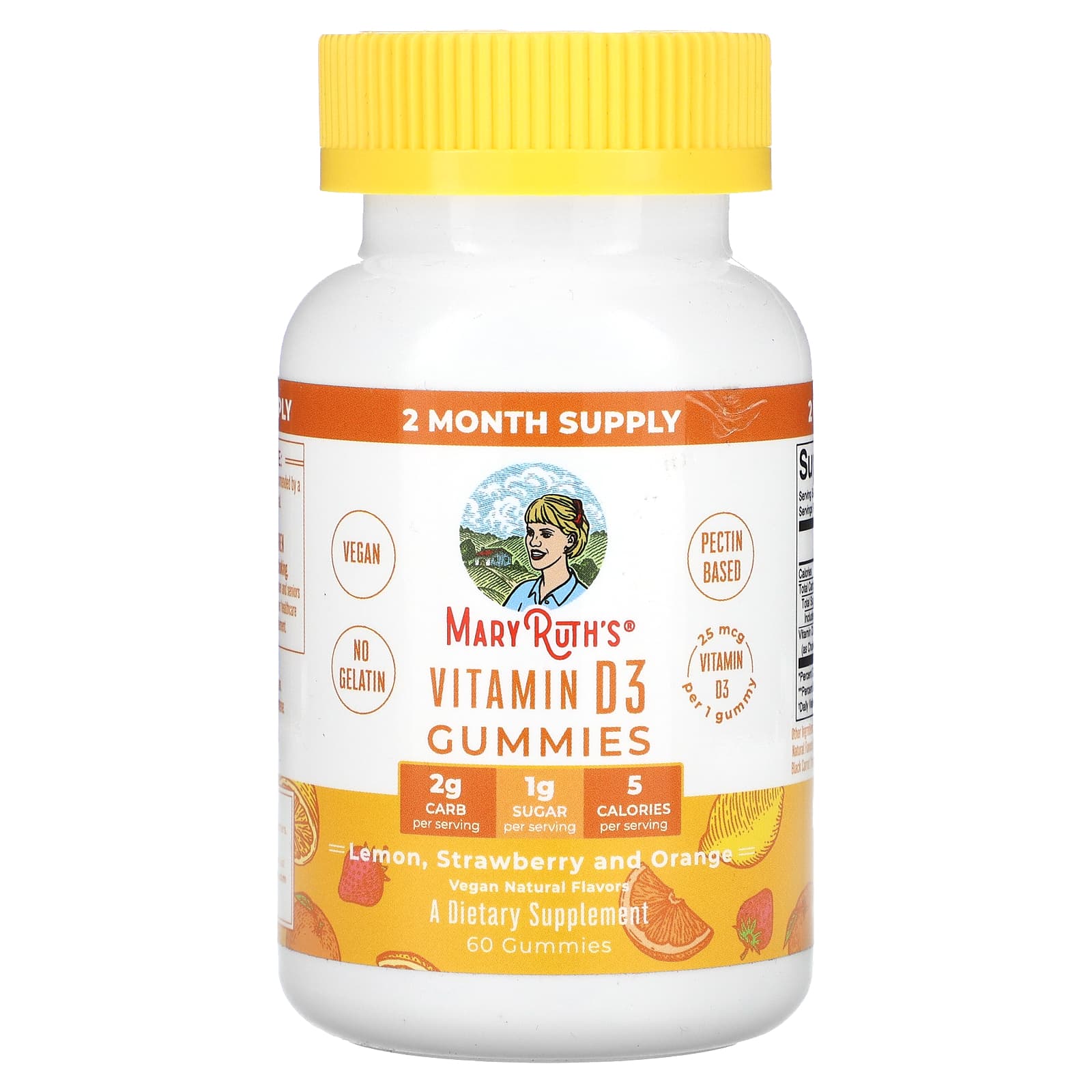 MaryRuth's, Vitamin D3 Gummies, Lemon, Strawberry and Orange, 25 mcg, 60 Gummies - Image 1