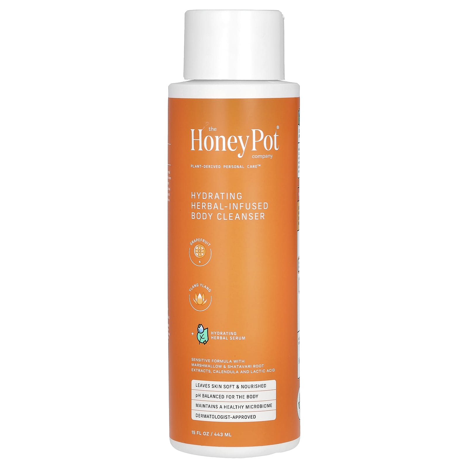 The Honey Pot Company, Hydrating Herbal-Infused Body Cleanser, Grapefruit & Ylang Ylang, 15 fl oz (443 ml) - Image 1