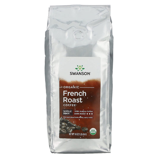 Swanson, Organic French Roast Coffee, Whole Bean, Dark Roast, 16 oz (454 g) - Image 1