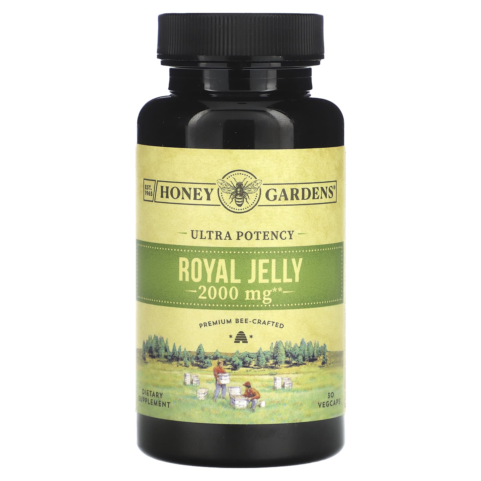 Premium Royal Jelly Supplement - 2000mg, 30 Vegcaps by Honey Gardens - Image 1