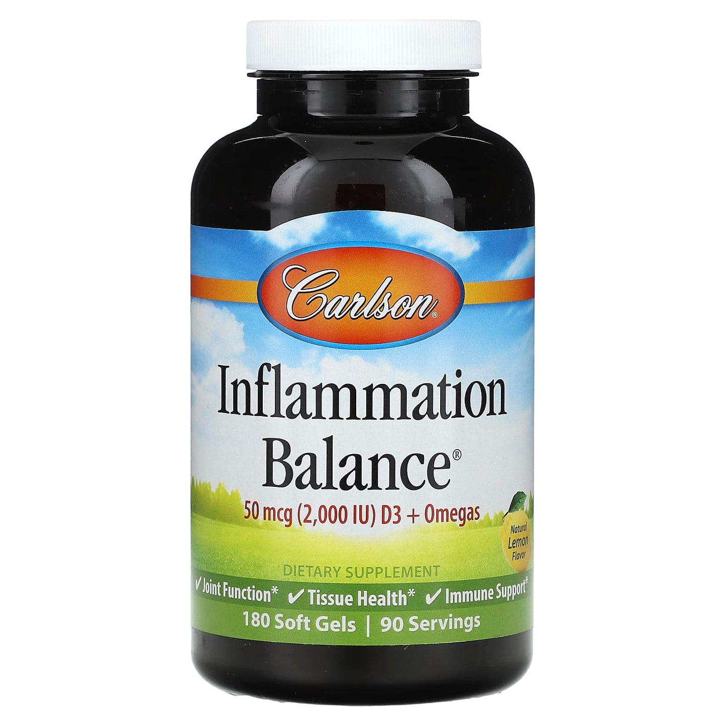 Carlson Inflammation Balance Natural Lemon 180 Soft Gels - Image 1