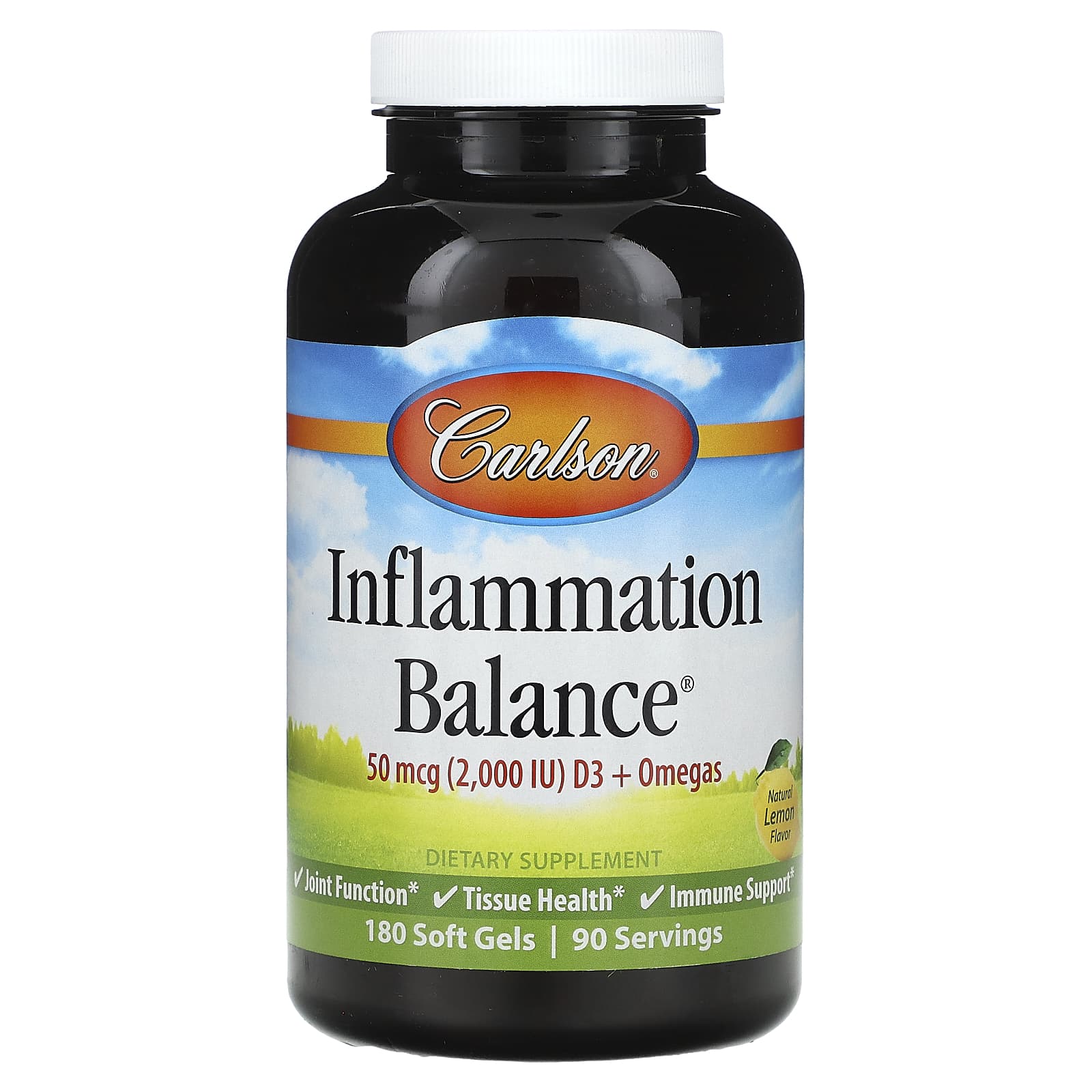 Carlson Inflammation Balance Natural Lemon 180 Soft Gels - Image 1