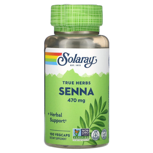 Solaray, True Herbs, Senna, 470 mg, 100 VegCaps - Image 1